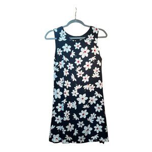 Express Black Dress With White & Red Flowers Size 3/4